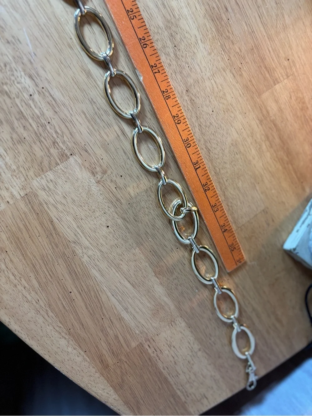Vintage Style Adjustable Gold Tone Oval Link Chain Belt Statement Accessory